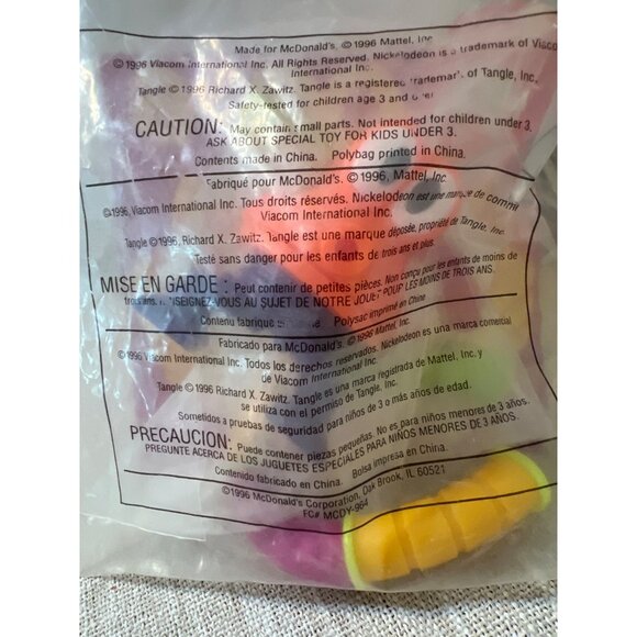 Nickelodeon Tangle Twist-A-Zoid 1996 McDonalds Happy Meal Toy #6 New Sealed - Picture 3 of 3